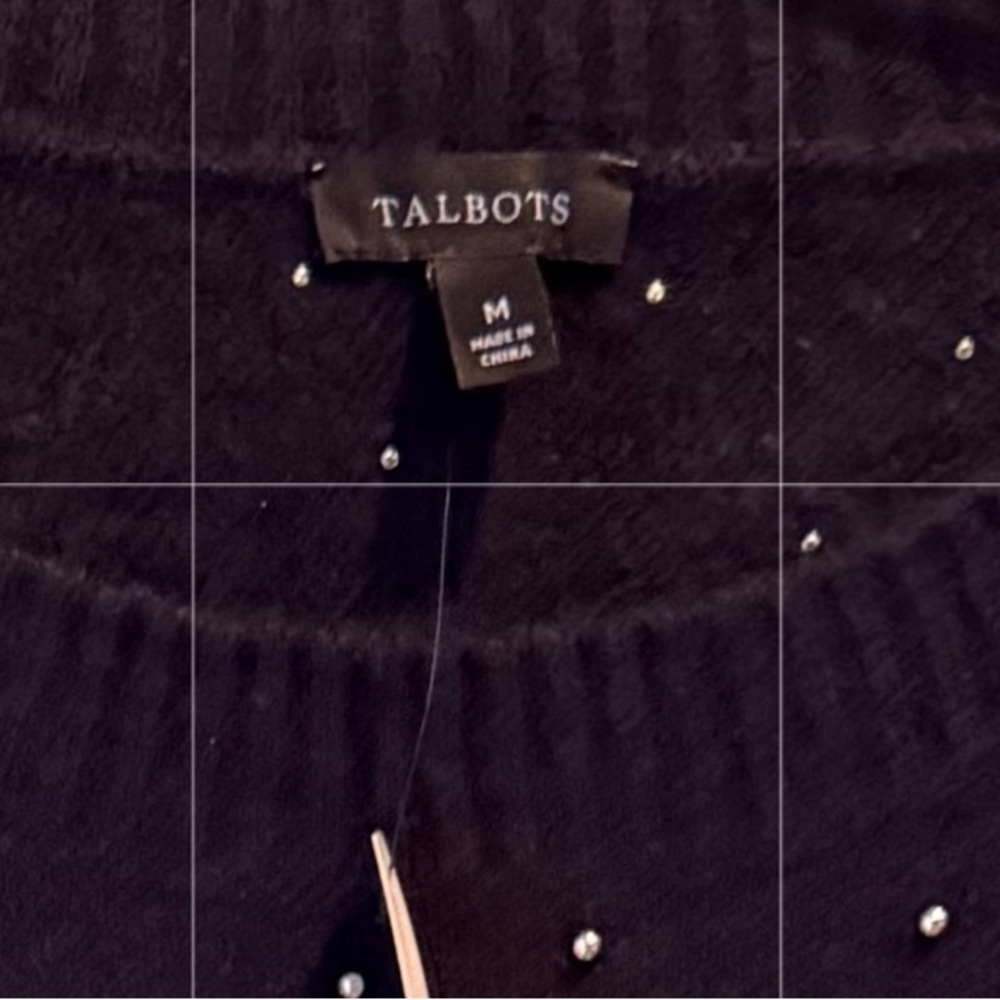 NWT Talbots Navy Crew Nexk Sweater w Faux Stone Accents SZ M - Picture 11 of 14